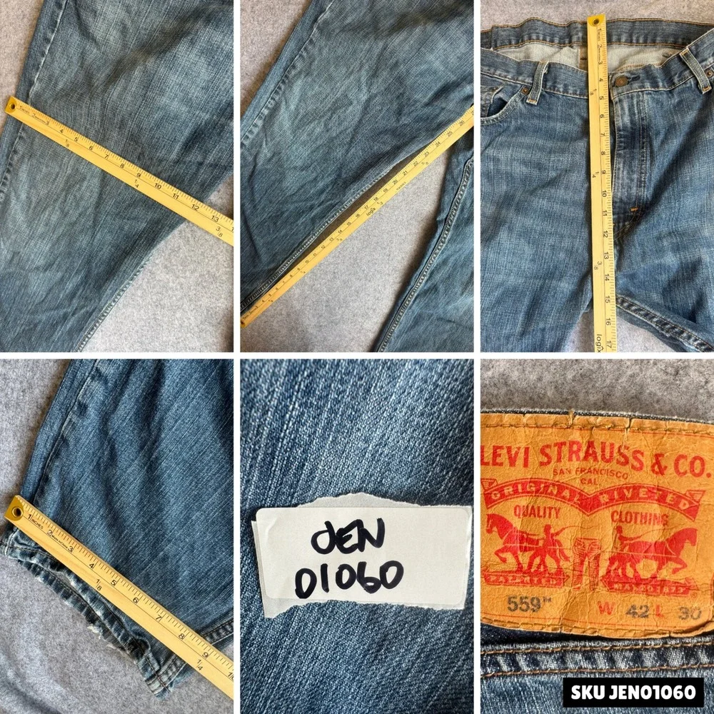 Levi's 559 Relaxed Straight Jeans Men's 42x30 Blue Medium Wash Denim Casual Work